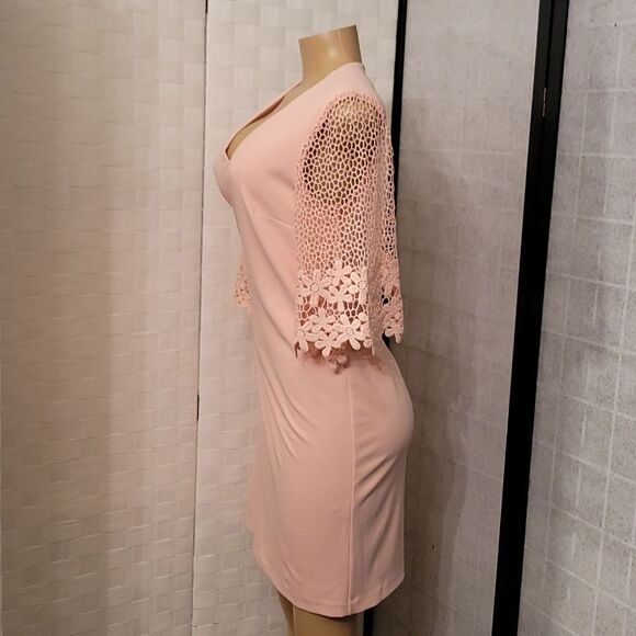 BRAND NEW SANDRA DARREN LACE CUT-OUT DESIGN SLEEVE V-NECK WOMEN'S DRESS - Picture 10 of 14